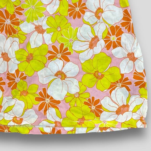 SANCTUARY RETRO HIPSTER Y2K 70S BRIGHT BOLD FLORAL LINEN MINI SKIRT LARGE - Picture 3 of 9